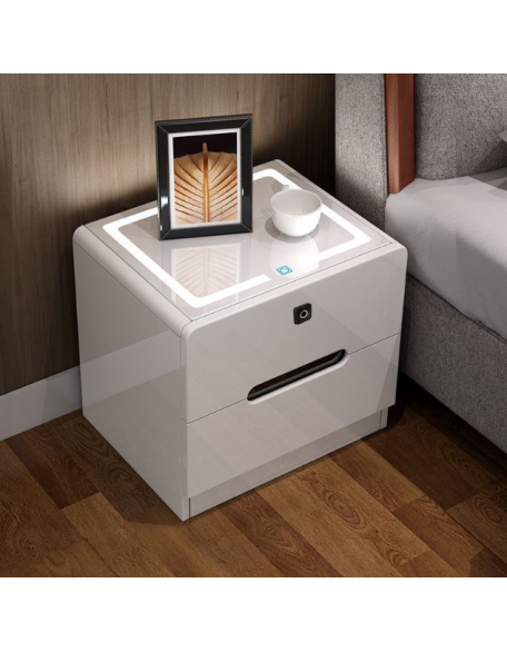 Smart Nightstand with Lights Light Luxury Modern Simple Bedroom Bedside Small Cabinet