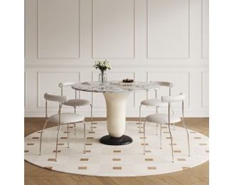 Simple Rock Slab Round Dining Table