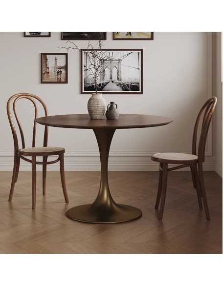 Vintage Round Solid Wood Dining Table