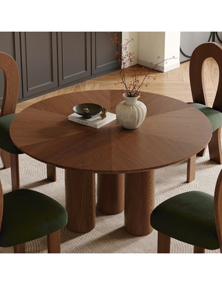 French Vintage Solid Wood Round Dining Table