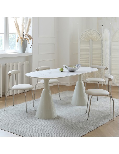 French Long Oval Light Luxury Dining Table